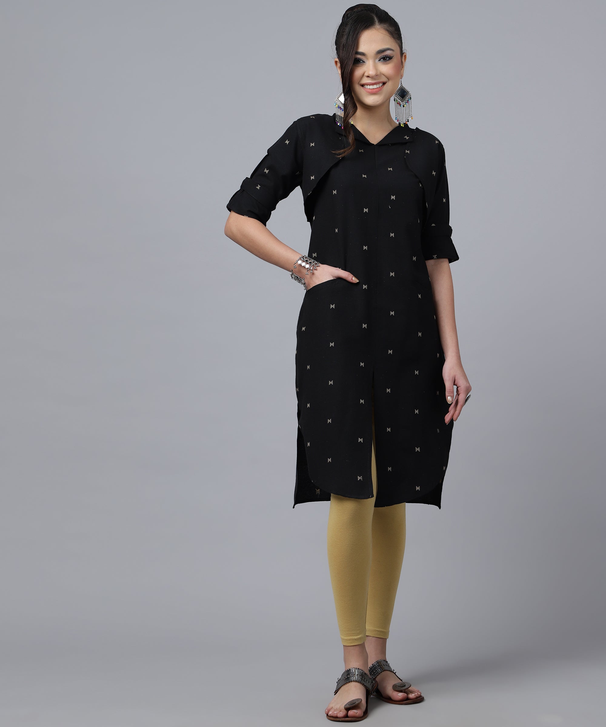 VIDYA FASHION MART Embroidered A-Line Kurtis for Woman (S, Black) :  Amazon.in: Fashion